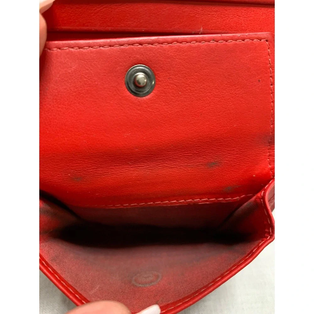 Christian Louboutin Paros Spiked Wallet Marble Print‎ Red Leather Bifold#607